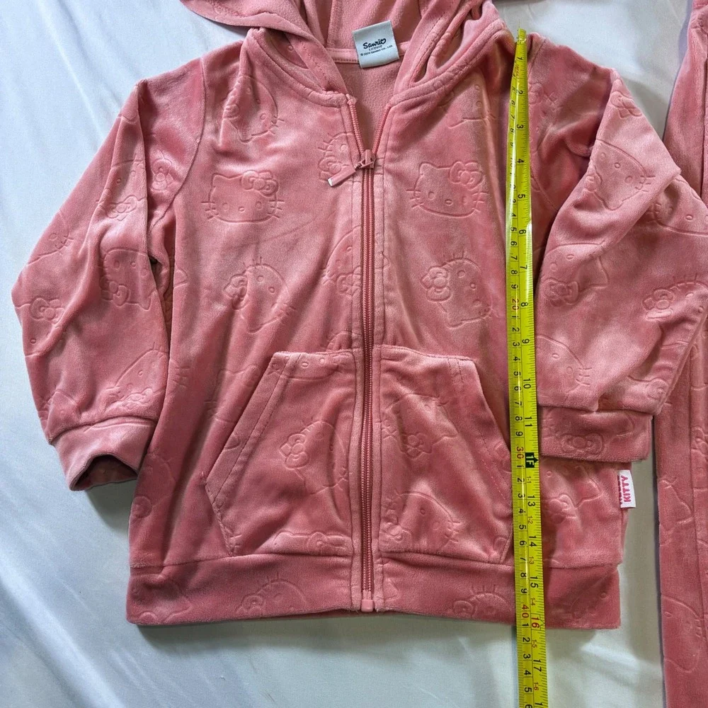 Hello‎ Kitty Sanrio Pink Velour Track Suit Hoodie & Pants Set Kids 5-6Yrs